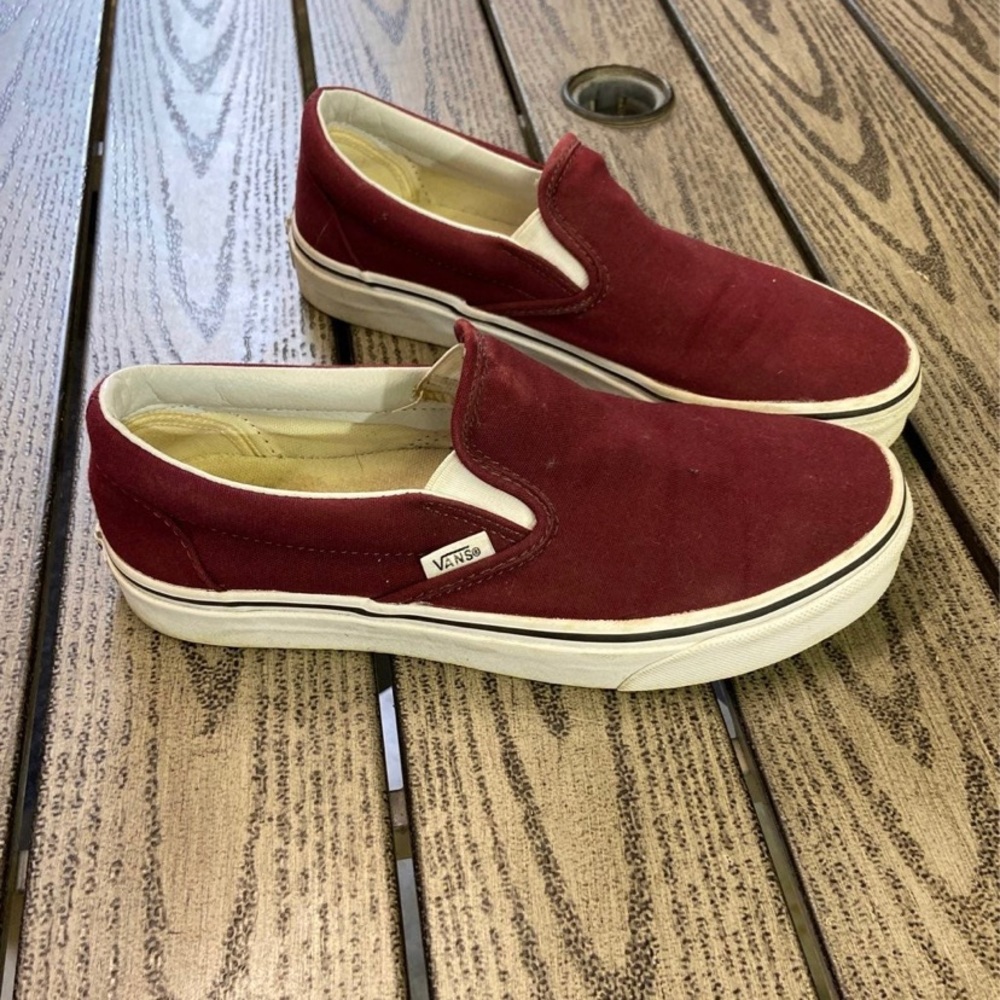 Maroon Slip On Vans Size 8